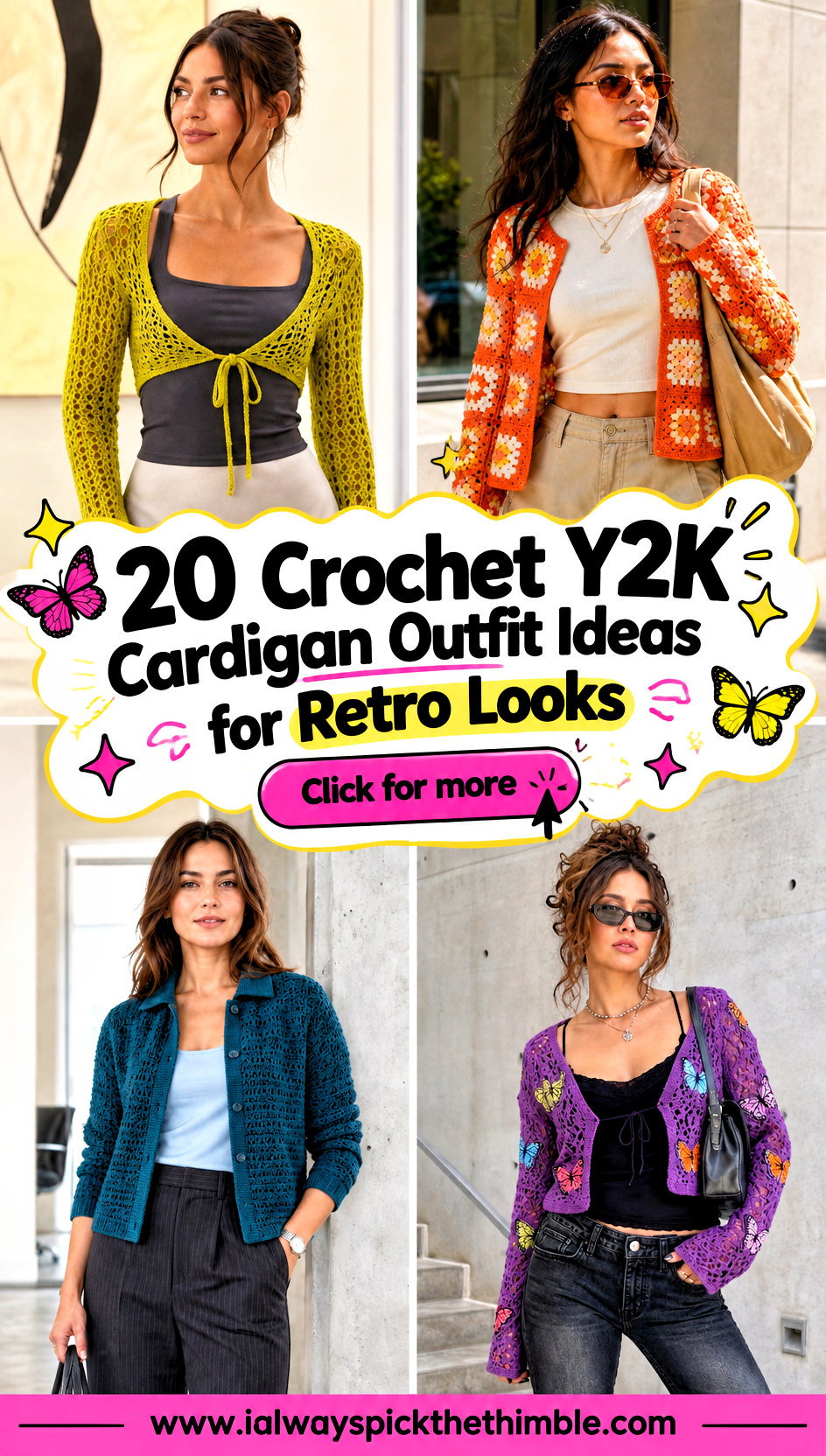 20 Crochet Y2K Cardigan Outfit Ideas for Retro Looks - 20 Crochet Y2K Cardigan Outfit Ideas for Retro Looks