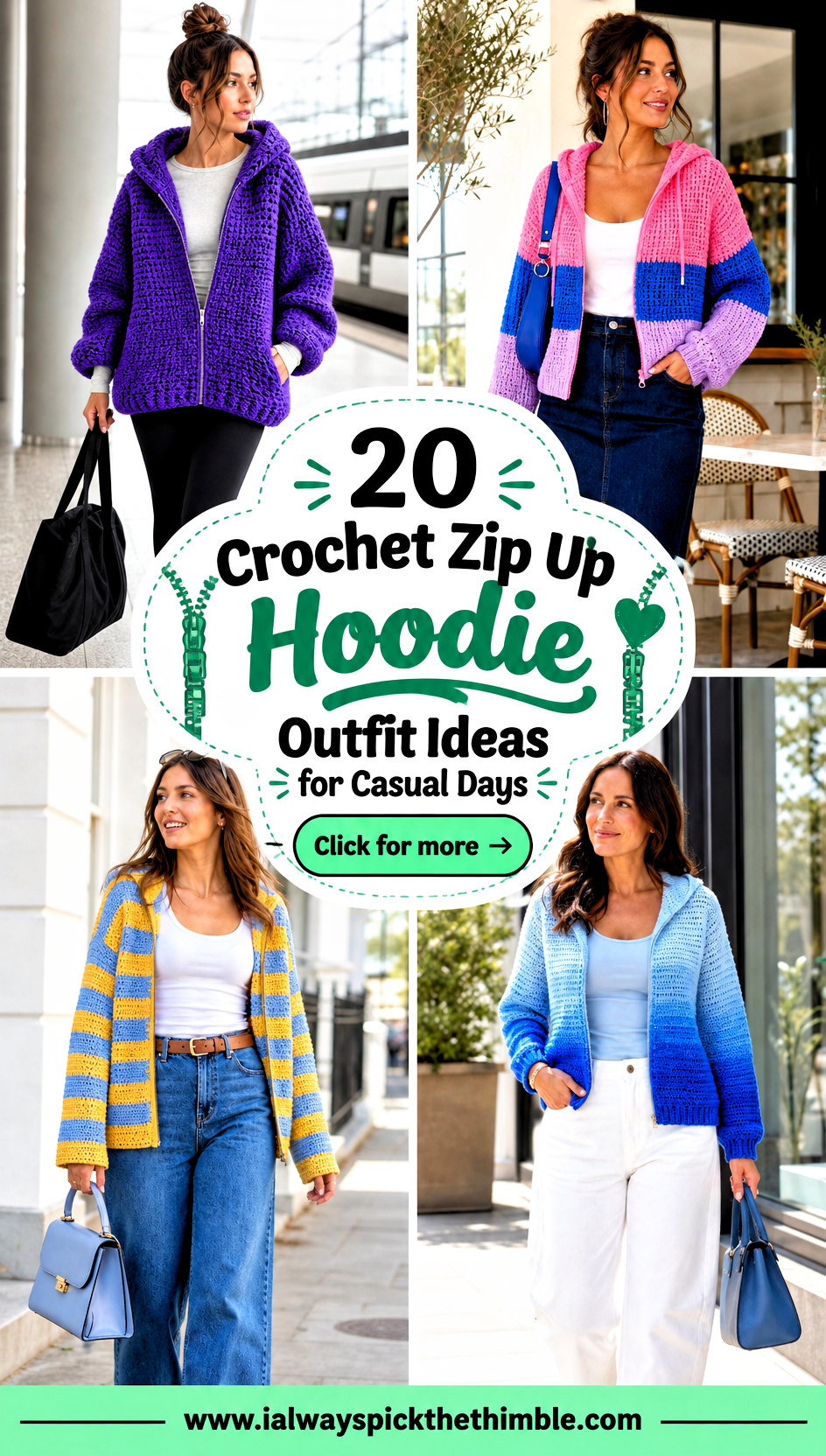 20 Crochet Zip Up Hoodie Outfit Ideas for Casual Days - 20 Crochet Zip Up Hoodie Outfit Ideas for Casual Days