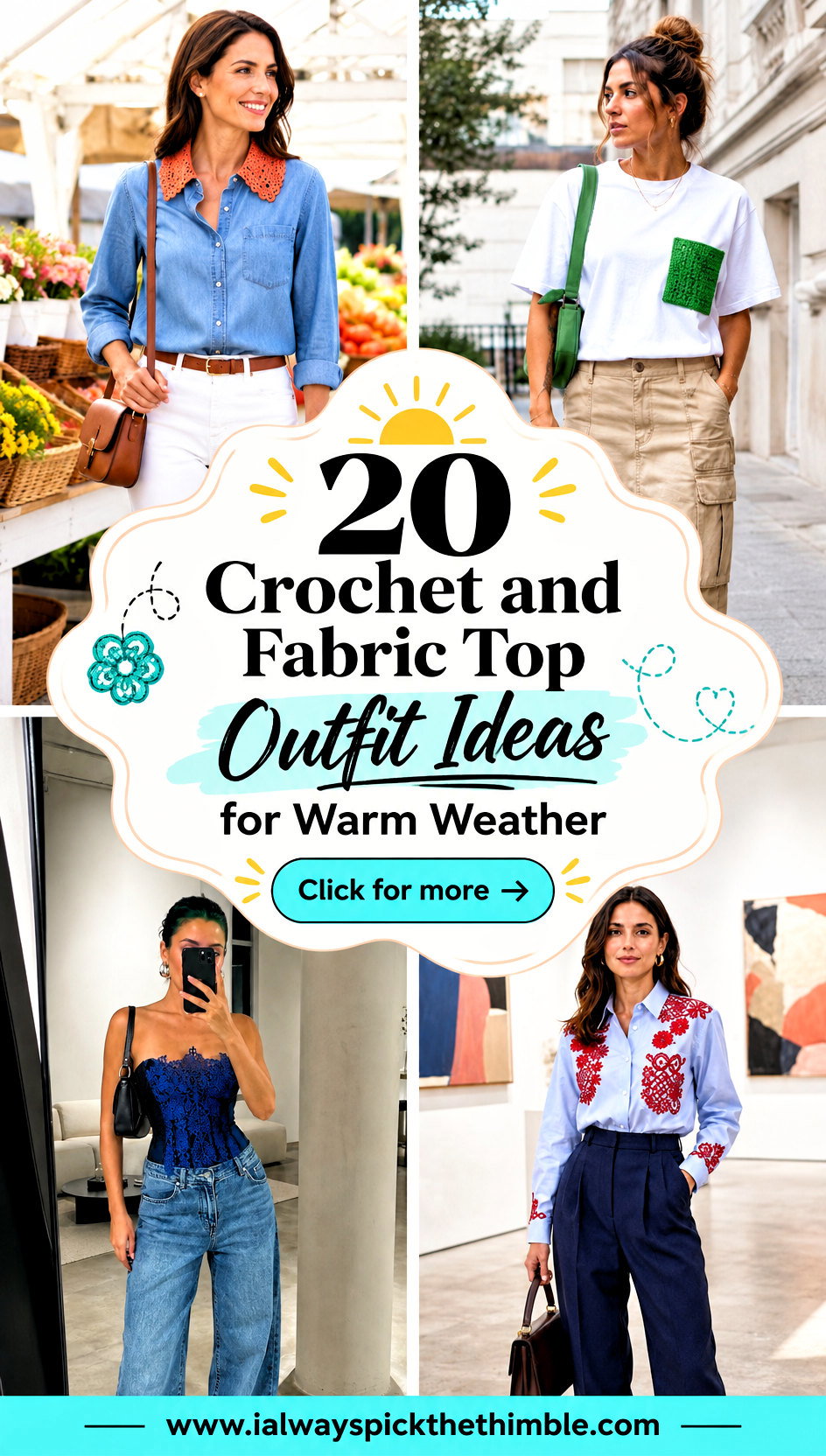 20 Crochet and Fabric Top Outfit Ideas for Warm Weather - 20 Crochet and Fabric Top Outfit Ideas for Warm Weather