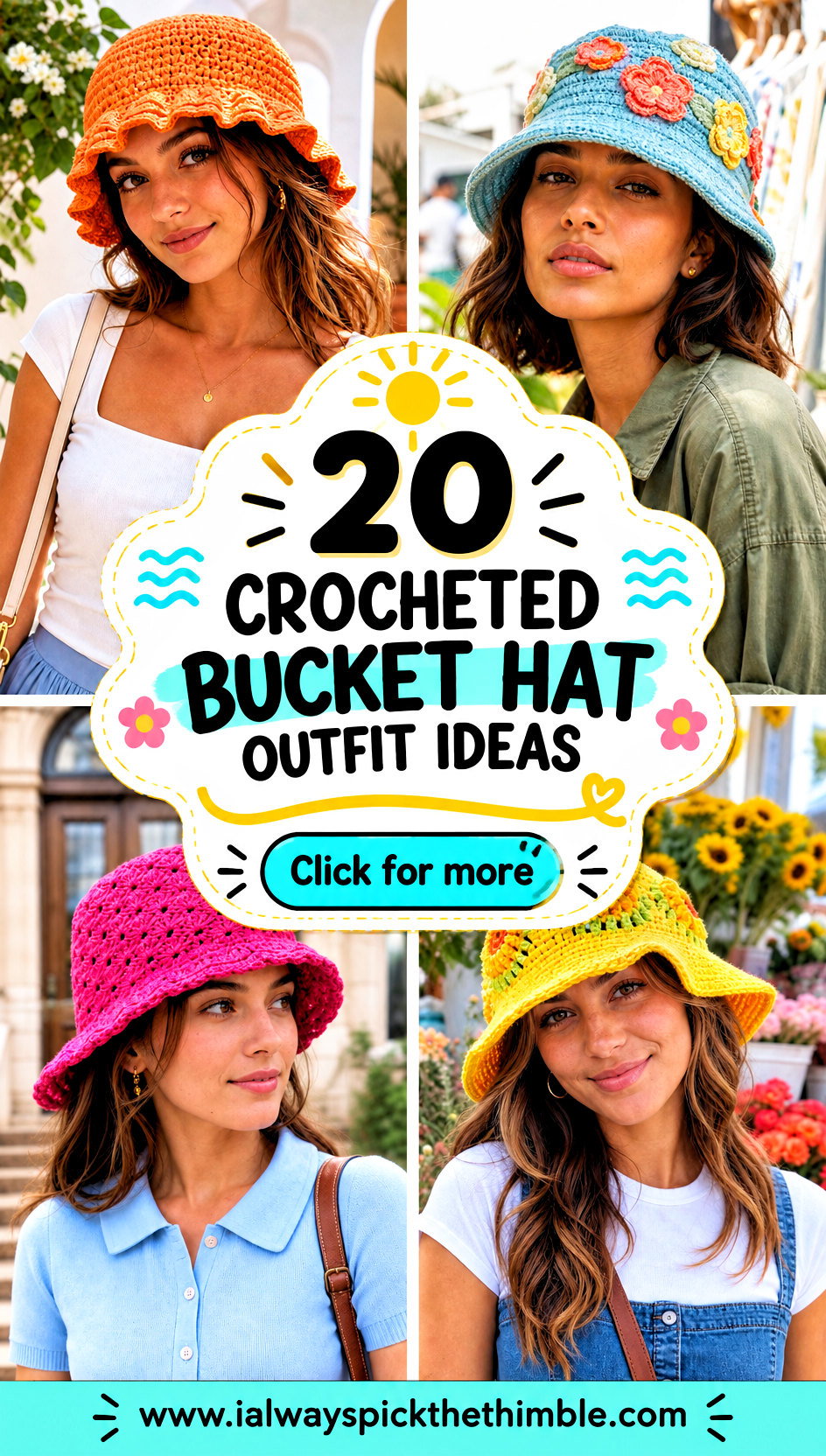 20 Crocheted Bucket Hat Outfit Ideas for Beach Trips - 20 Crocheted Bucket Hat Outfit Ideas for Beach Trips