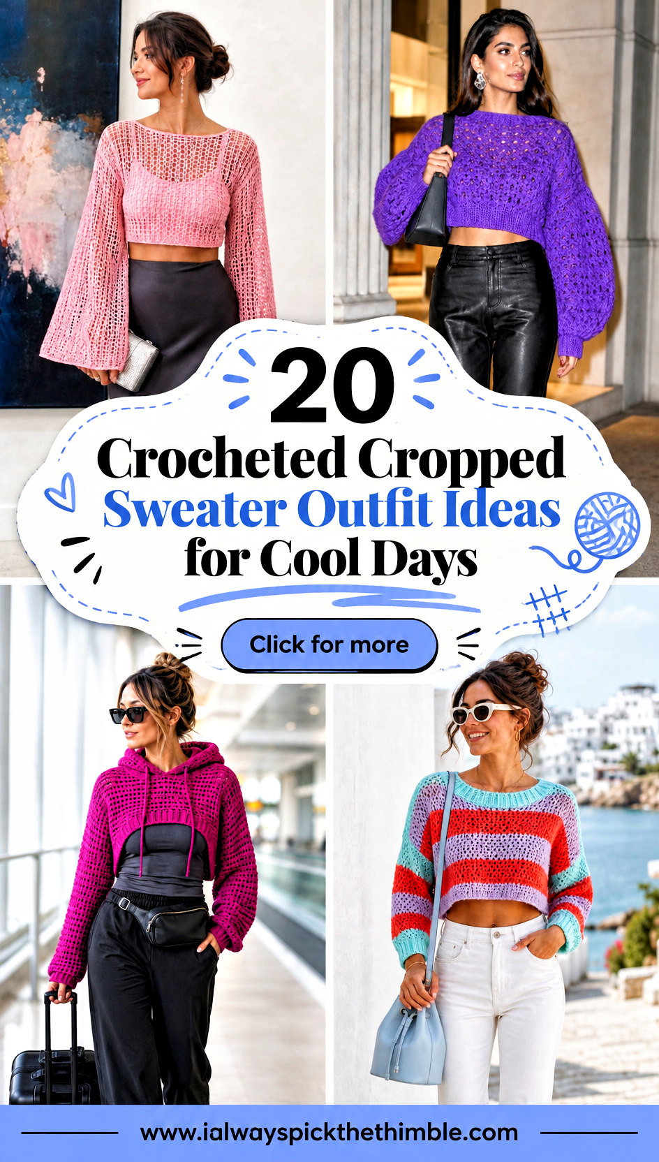 20 Crocheted Cropped Sweater Outfit Ideas for Cool Days - 20 Crocheted Cropped Sweater Outfit Ideas for Cool Days