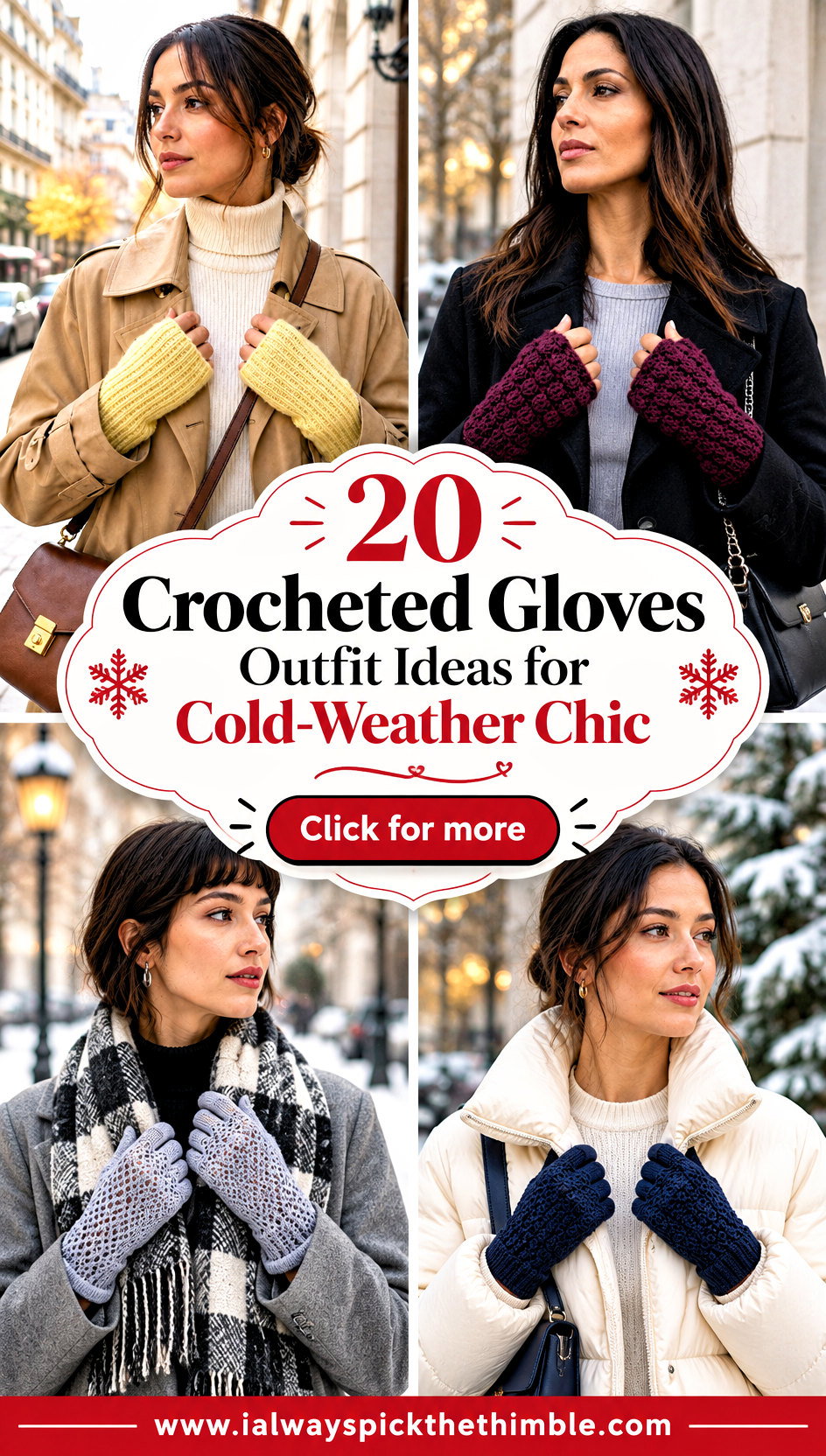 20 Crocheted Gloves Outfit Ideas for Cold-Weather Chic - 20 Crocheted Gloves Outfit Ideas for Cold-Weather Chic