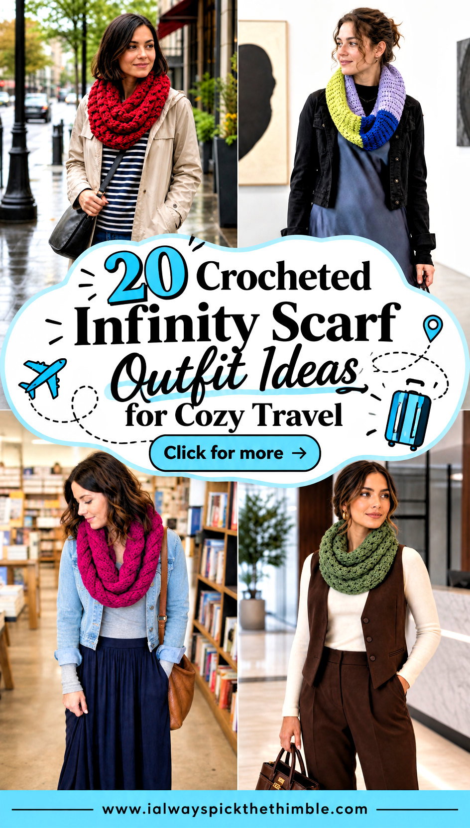 20 Crocheted Infinity Scarf Outfit Ideas for Cozy Travel - 20 Crocheted Infinity Scarf Outfit Ideas for Cozy Travel