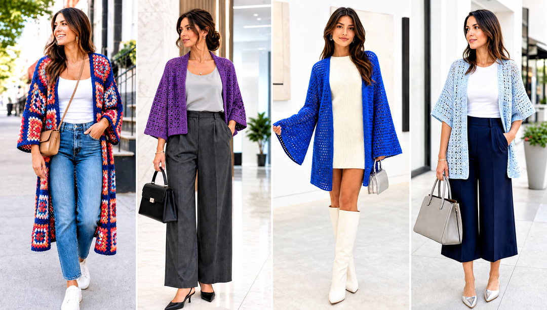 20 Crocheted Kimono Outfit Ideas for Light Summer Layers