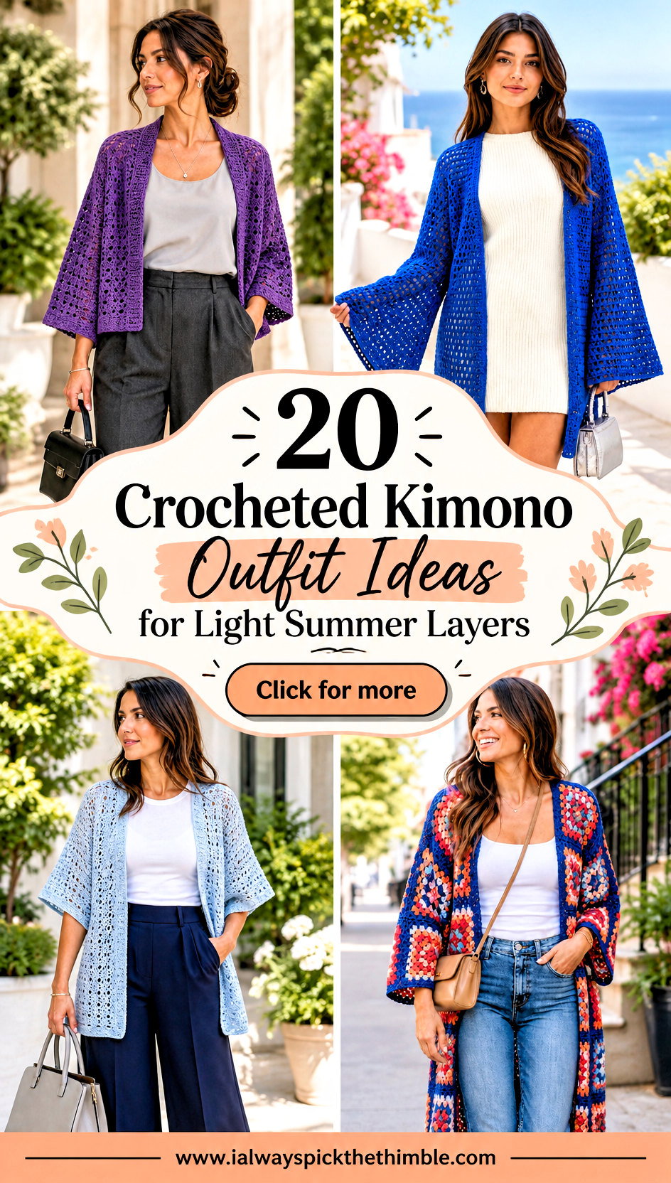 20 Crocheted Kimono Outfit Ideas for Light Summer Layers - 20 Crocheted Kimono Outfit Ideas for Light Summer Layers