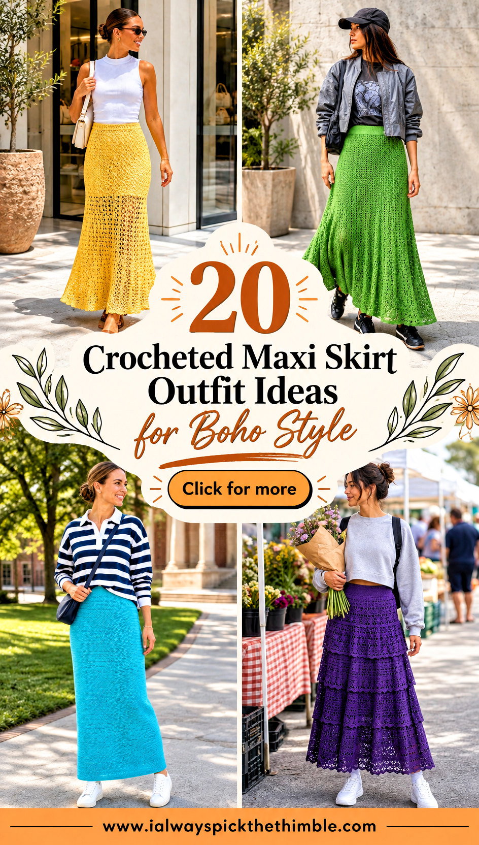 20 Crocheted Maxi Skirt Outfit Ideas for Boho Style - 20 Crocheted Maxi Skirt Outfit Ideas for Boho Style