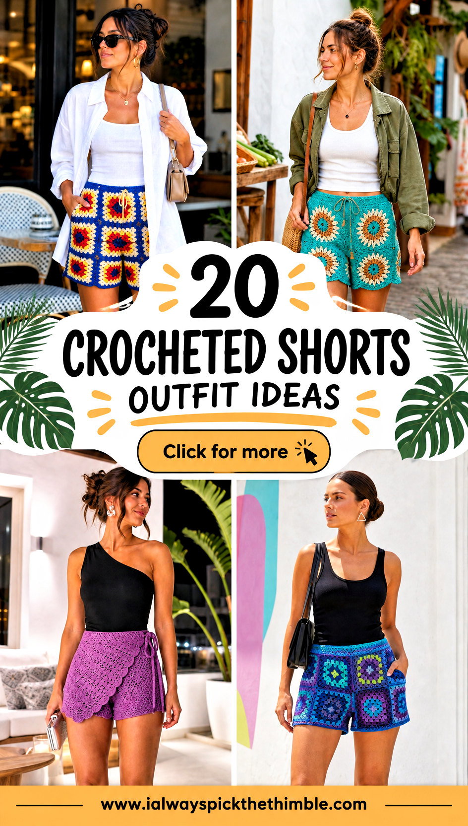 20 Crocheted Shorts Outfit Ideas for Casual Vacation Looks - 20 Crocheted Shorts Outfit Ideas for Casual Vacation Looks