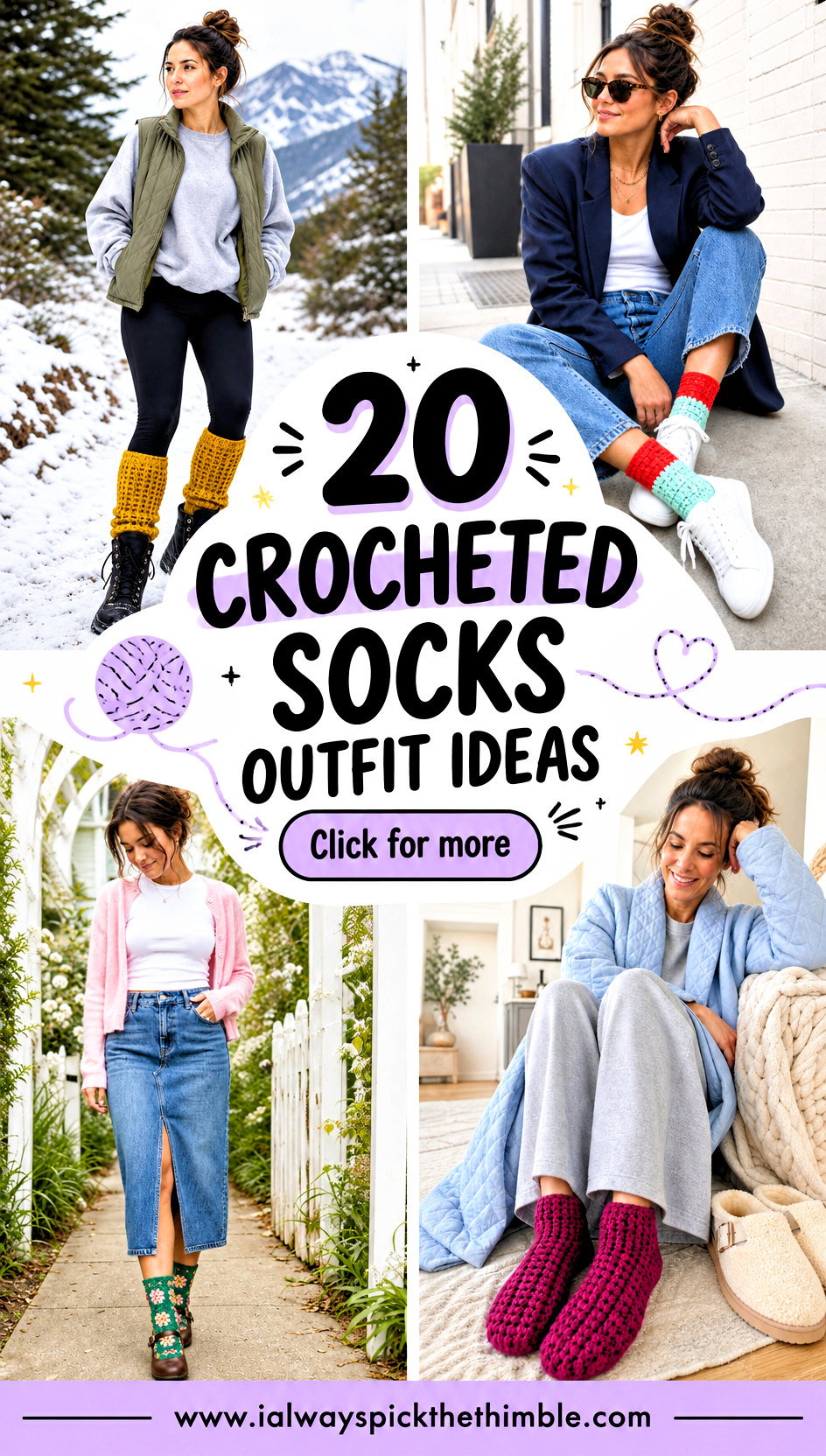 20 Crocheted Socks Outfit Ideas for Relaxed Weekend Style - 20 Crocheted Socks Outfit Ideas for Relaxed Weekend Style