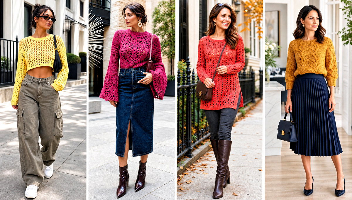 20 Crocheted Sweaters for Women Outfit Ideas for Fall