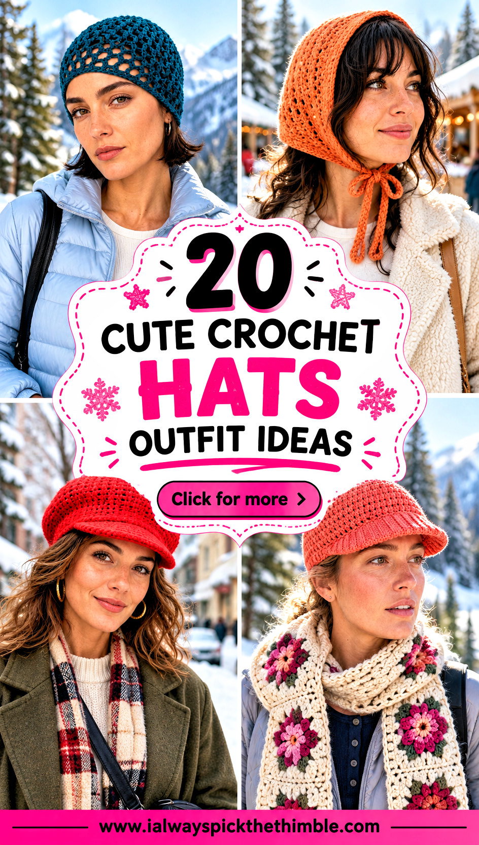 20 Cute Crochet Hats Outfit Ideas for Playful Winter Looks - 20 Cute Crochet Hats Outfit Ideas for Playful Winter Looks