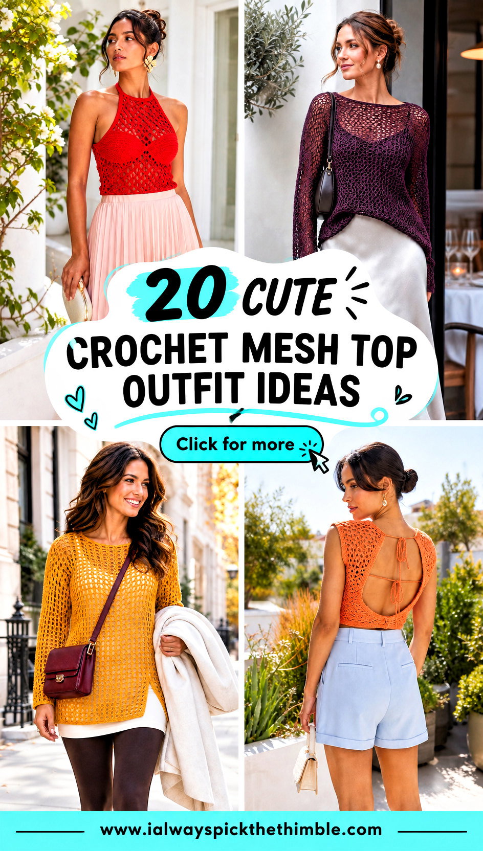 20 Cute Crochet Mesh Top Outfit Ideas for Breezy Layers - 20 Cute Crochet Mesh Top Outfit Ideas for Breezy Layers