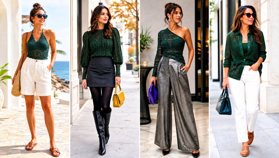 20 Dark Green Crochet Top Outfit Ideas for Earthy Style