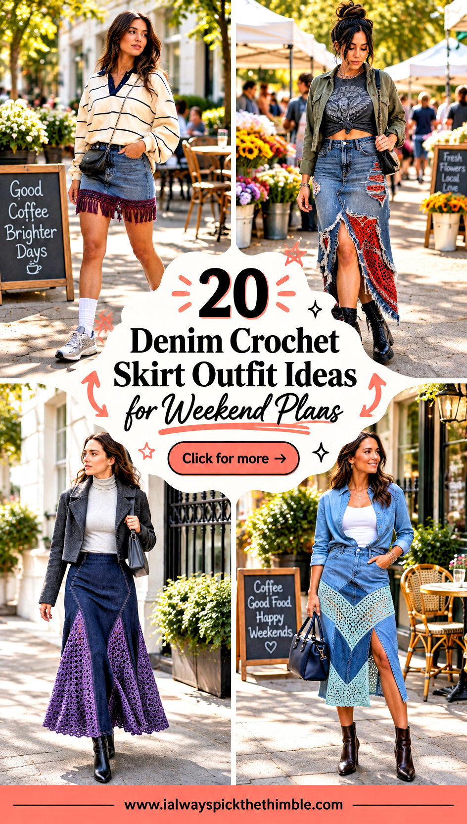 20 Denim Crochet Skirt Outfit Ideas for Weekend Plans - 20 Denim Crochet Skirt Outfit Ideas for Weekend Plans