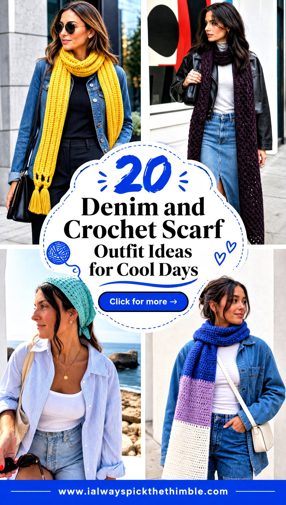 20 Denim and Crochet Scarf Outfit Ideas for Cool Days - 20 Denim and Crochet Scarf Outfit Ideas for Cool Days