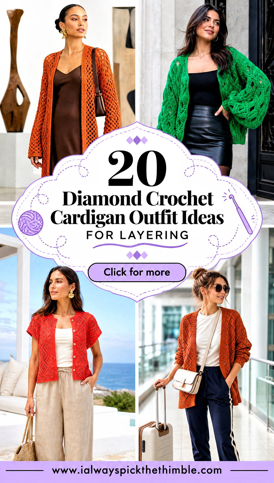 20 Diamond Crochet Cardigan Outfit Ideas for Layering - 20 Diamond Crochet Cardigan Outfit Ideas for Layering