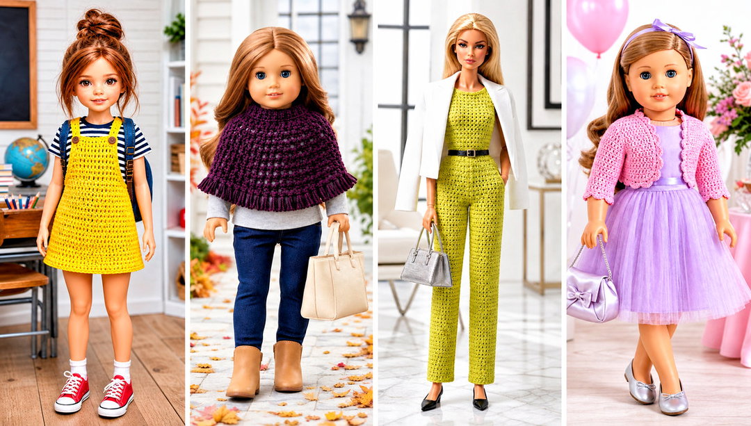 20 Dolls Crochet Clothes and Outfit Ideas for Dress-Up