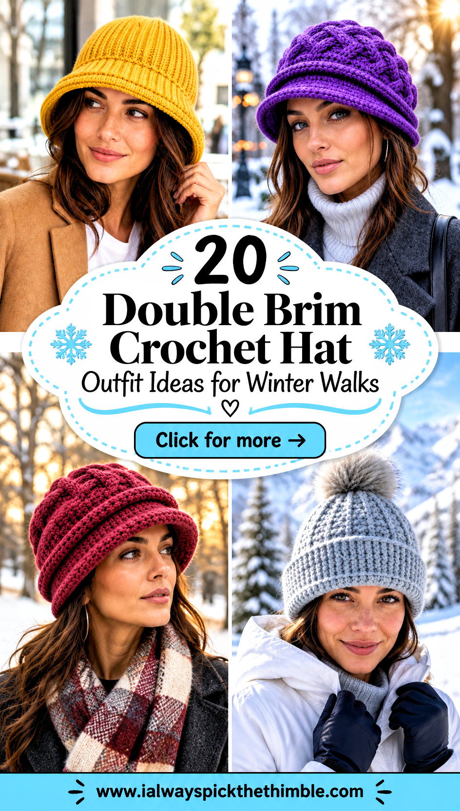 20 Double Brim Crochet Hat Outfit Ideas for Winter Walks - 20 Double Brim Crochet Hat Outfit Ideas for Winter Walks