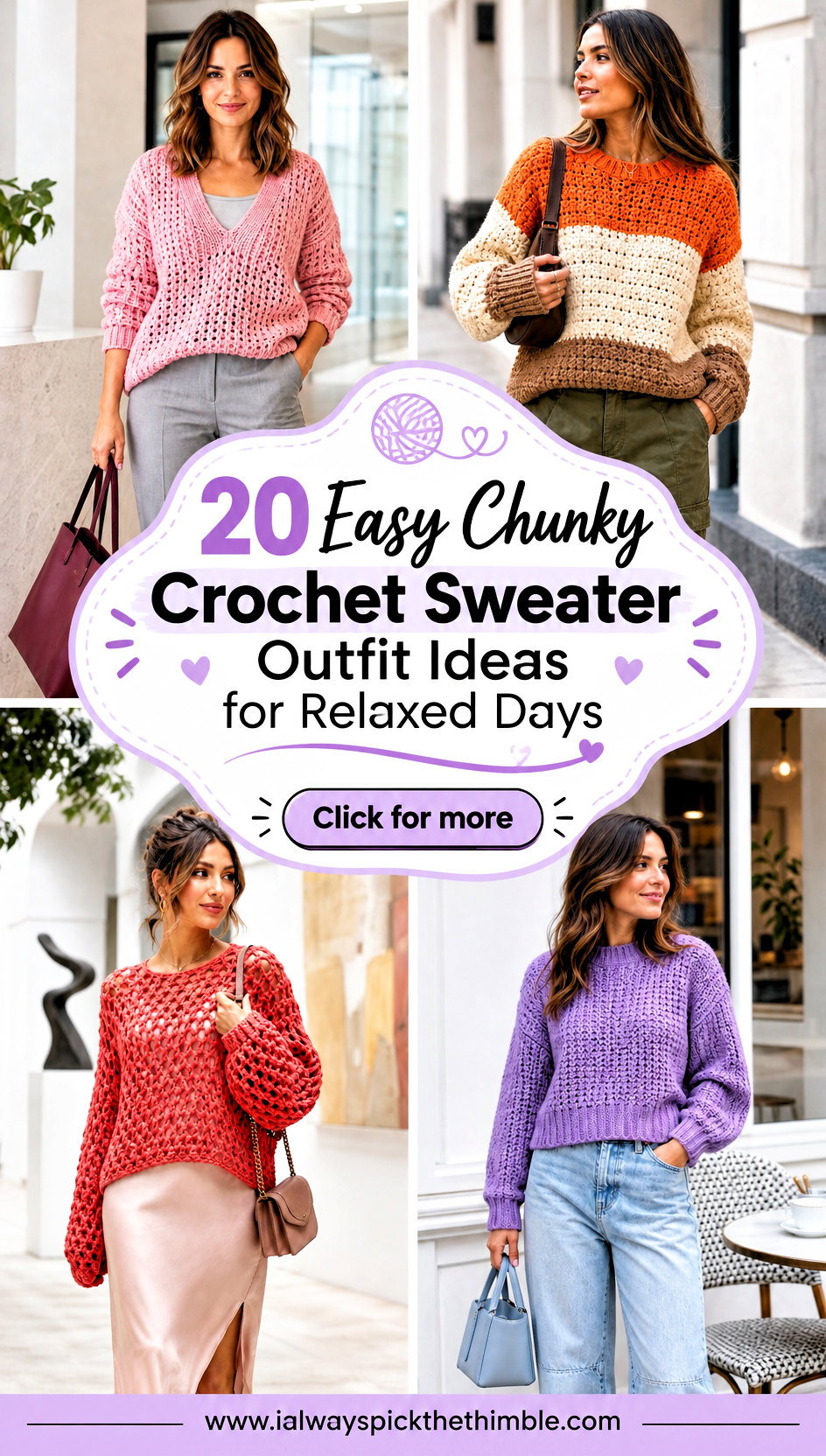 20 Easy Chunky Crochet Sweater Outfit Ideas for Relaxed Days - 20 Easy Chunky Crochet Sweater Outfit Ideas for Relaxed Days