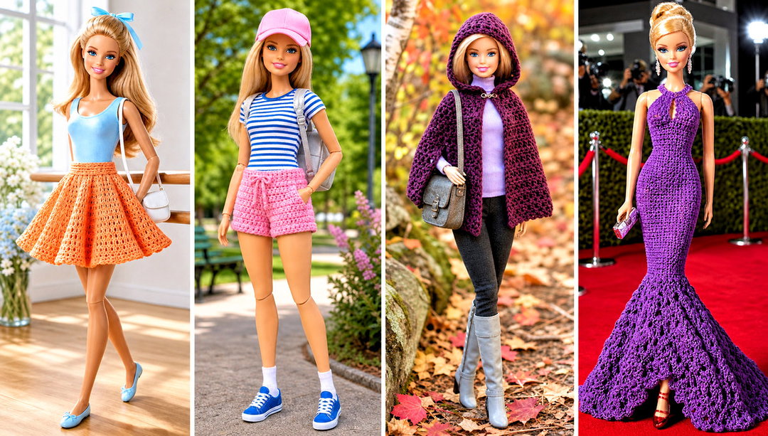 20 Easy Crochet Barbie Doll Clothes and Outfit Ideas