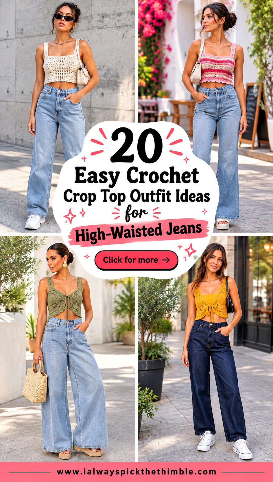 20 Easy Crochet Crop Top Outfit Ideas for High-Waisted Jeans - 20 Easy Crochet Crop Top Outfit Ideas for High-Waisted Jeans
