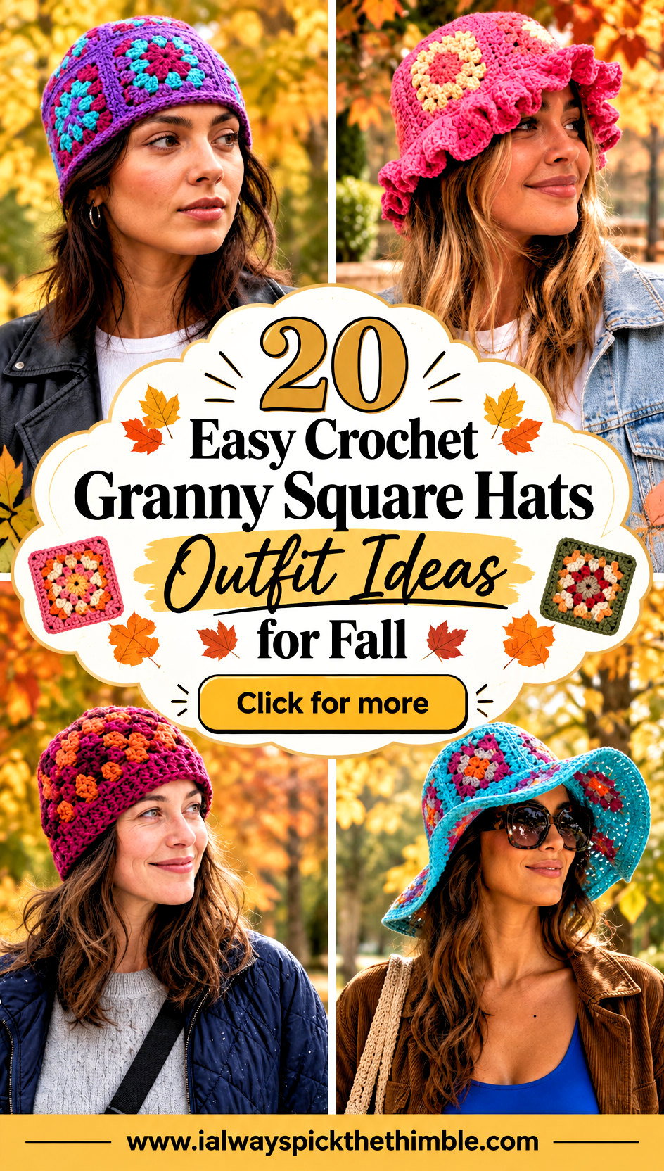 20 Easy Crochet Granny Square Hats Outfit Ideas for Fall - 20 Easy Crochet Granny Square Hats Outfit Ideas for Fall