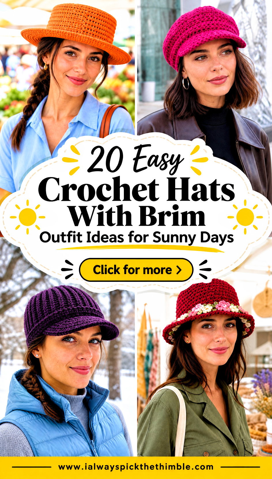 20 Easy Crochet Hats With Brim Outfit Ideas for Sunny Days - 20 Easy Crochet Hats With Brim Outfit Ideas for Sunny Days
