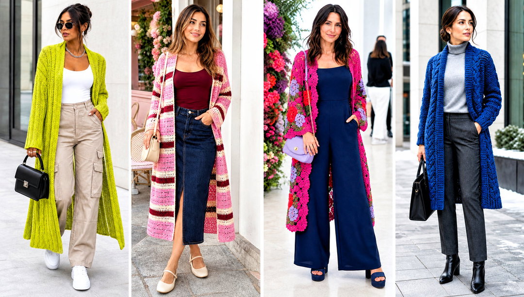 20 Easy Crochet Long Cardigan Outfit Ideas for Cozy Layers