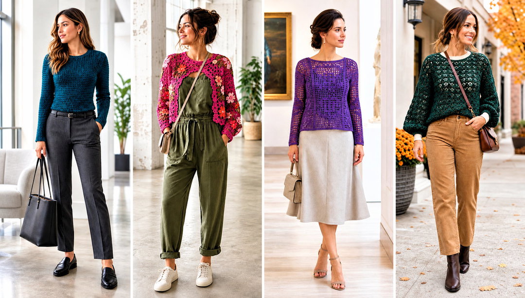 20 Easy Crochet Long Sleeve Top Outfit Ideas for Cool Days