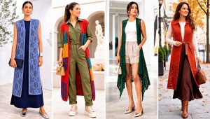 20 Easy Crochet Long Vest Outfit Ideas for Weekend Style