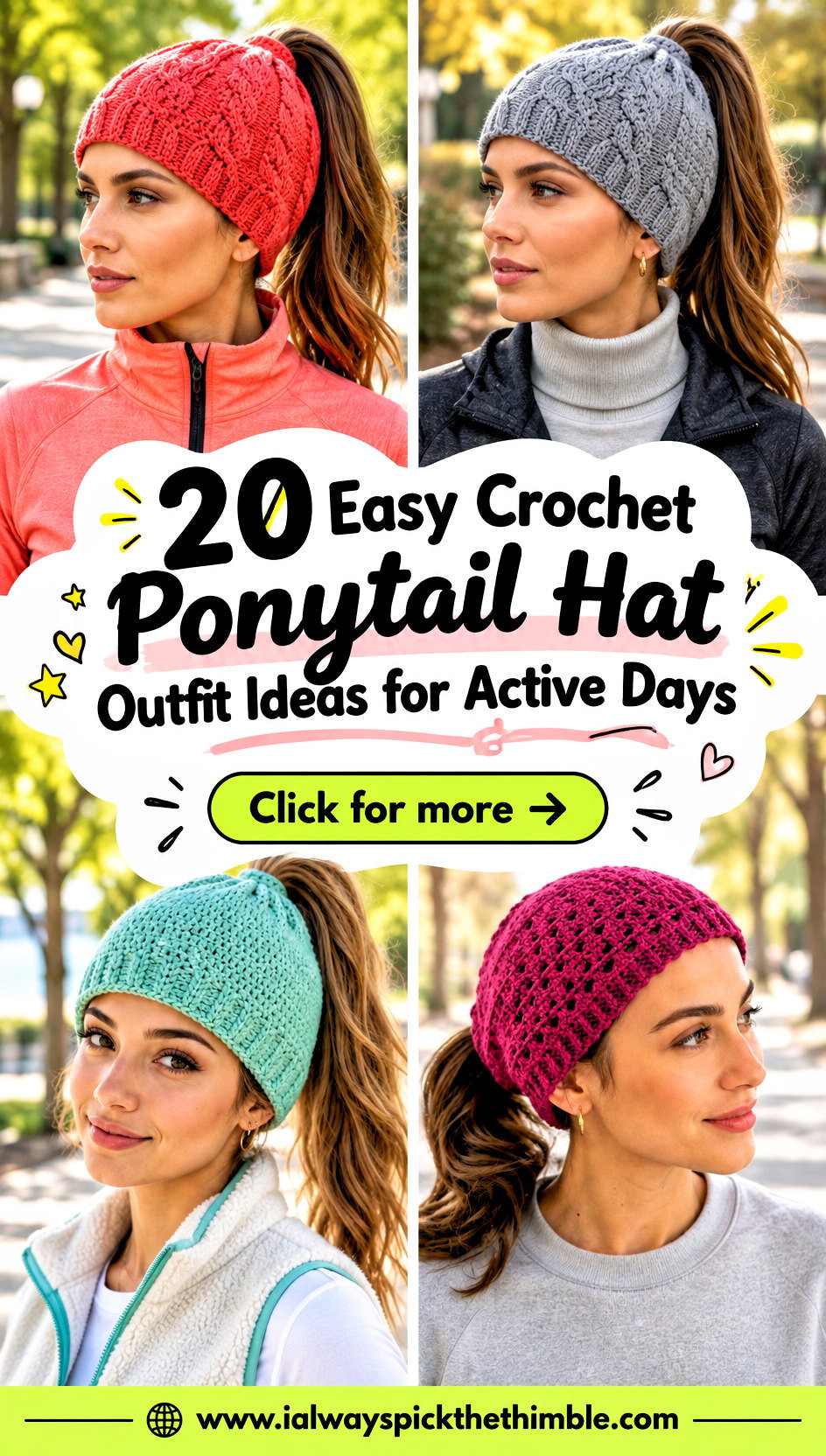20 Easy Crochet Ponytail Hat Outfit Ideas for Active Days - 20 Easy Crochet Ponytail Hat Outfit Ideas for Active Days