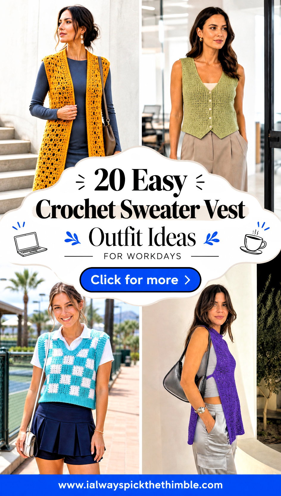 20 Easy Crochet Sweater Vest Outfit Ideas for Workdays - 20 Easy Crochet Sweater Vest Outfit Ideas for Workdays