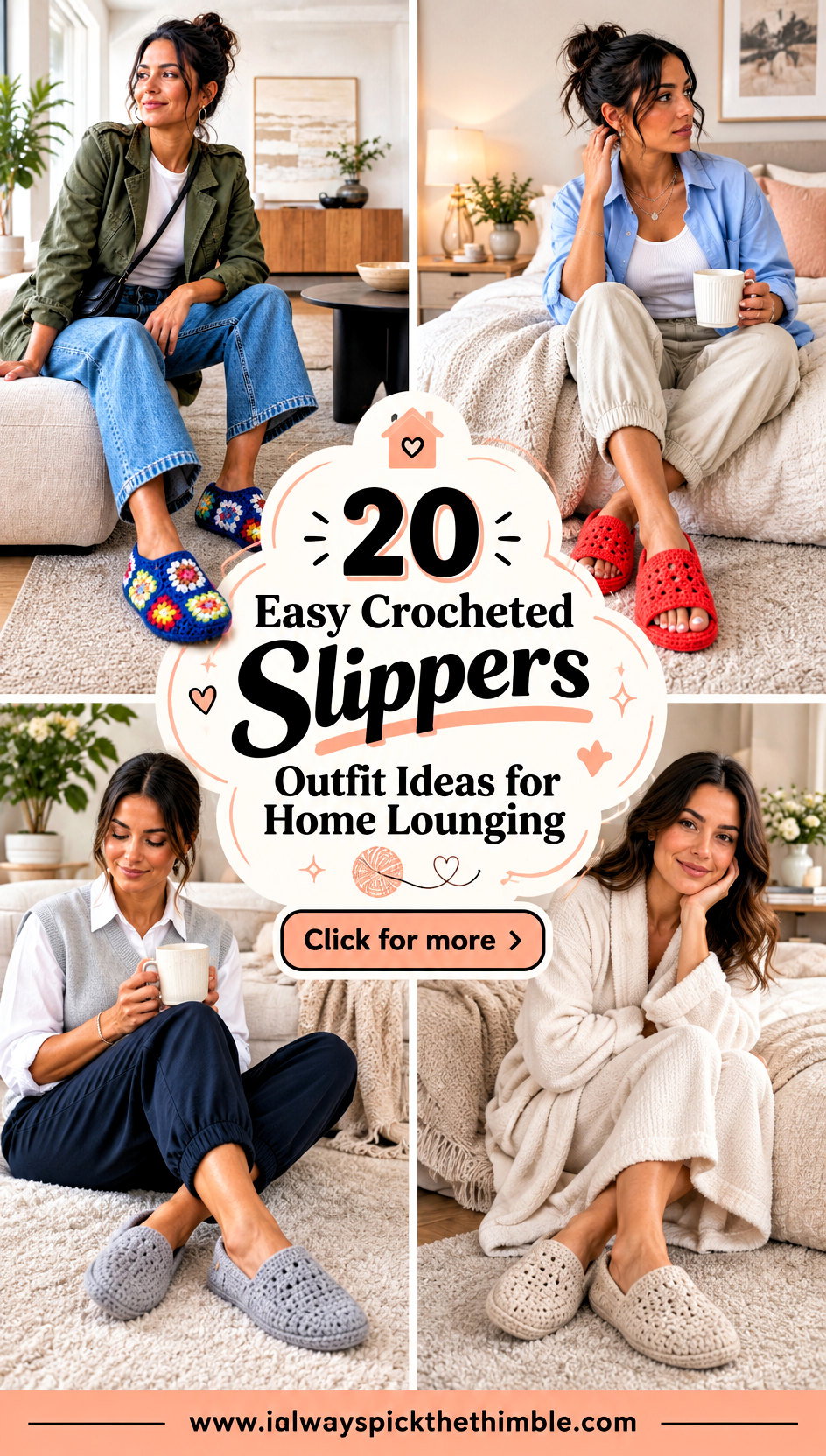 20 Easy Crocheted Slippers Outfit Ideas for Home Lounging - 20 Easy Crocheted Slippers Outfit Ideas for Home Lounging