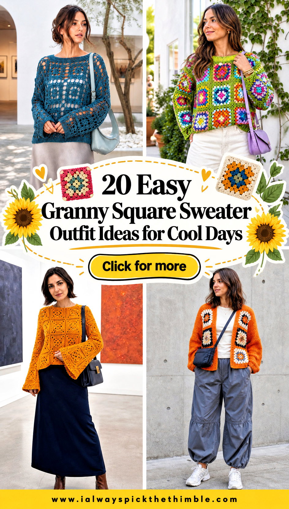 20 Easy Granny Square Sweater Outfit Ideas for Cool Days - 20 Easy Granny Square Sweater Outfit Ideas for Cool Days
