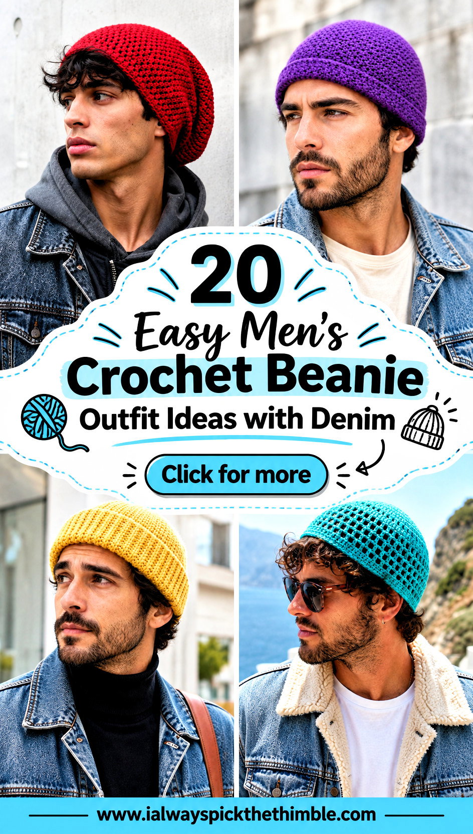 20 Easy Mens Crochet Beanie Outfit Ideas with Denim - 20 Easy Men’s Crochet Beanie Outfit Ideas with Denim