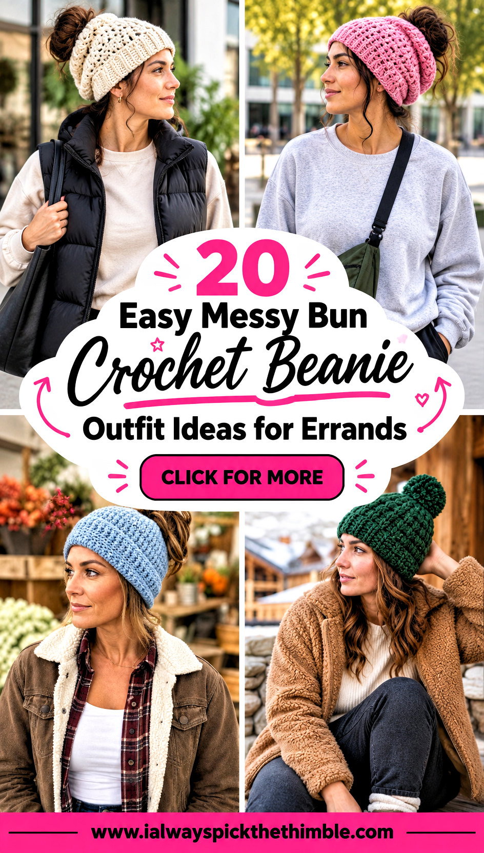 20 Easy Messy Bun Crochet Beanie Outfit Ideas for Errands - 20 Easy Messy Bun Crochet Beanie Outfit Ideas for Errands