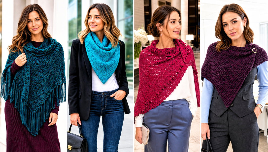 20 Easy Triangle Crochet Shawl Outfit Ideas for Cool Nights