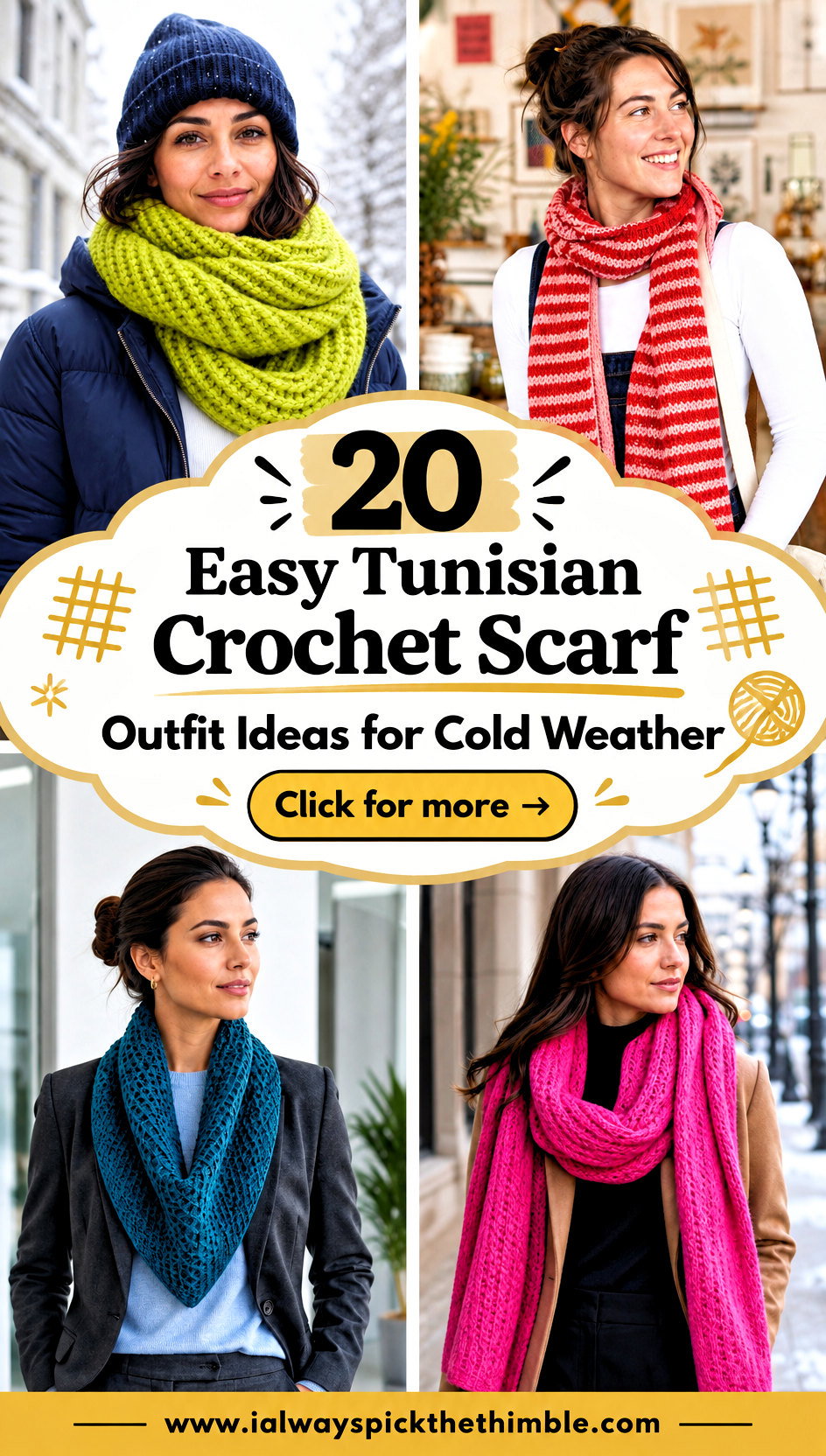 20 Easy Tunisian Crochet Scarf Outfit Ideas for Cold Weather - 20 Easy Tunisian Crochet Scarf Outfit Ideas for Cold Weather