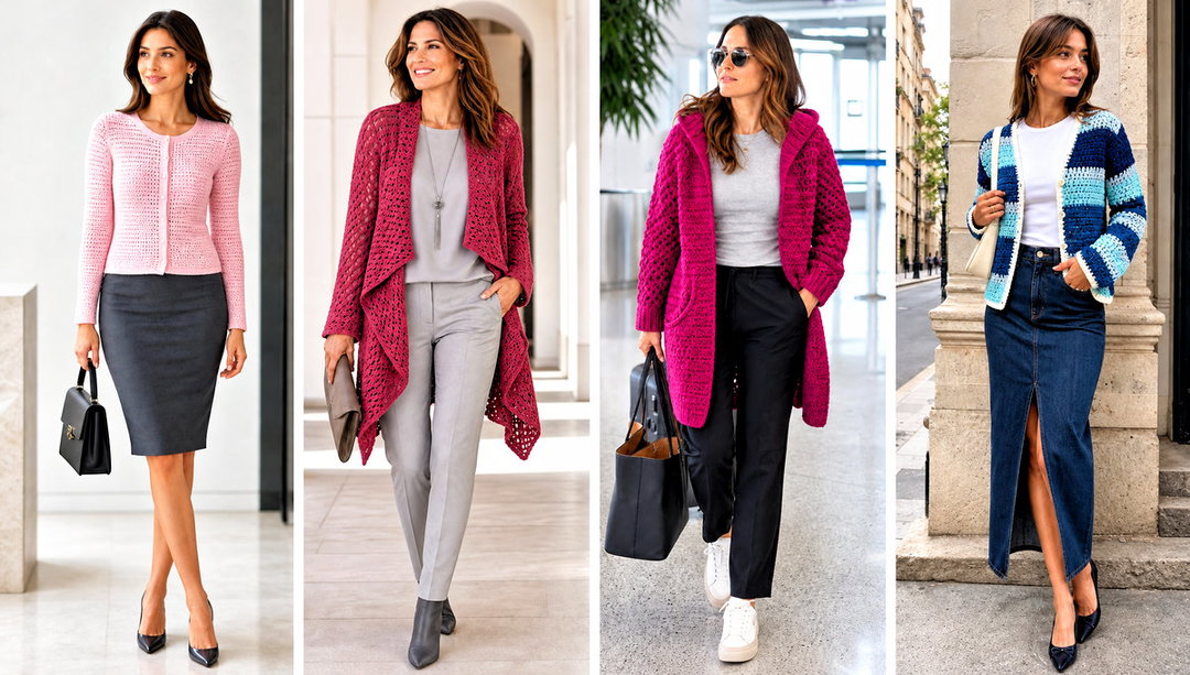 20 Elegant Crochet Cardigan Outfit Ideas for the Office