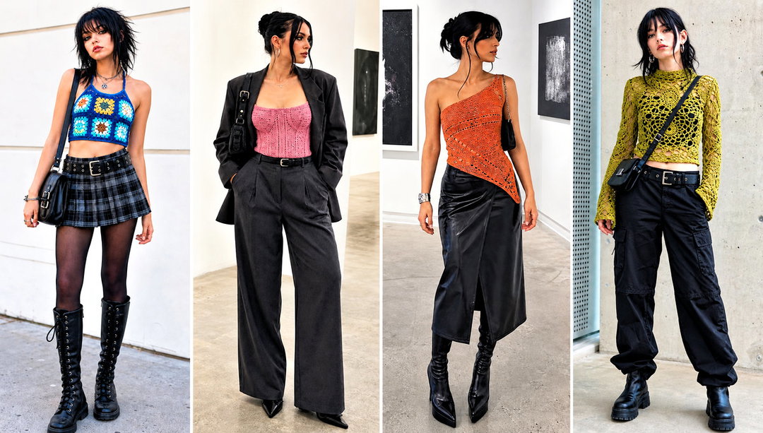 20 Emo Crochet Top Outfit Ideas for a Dark Indie Look