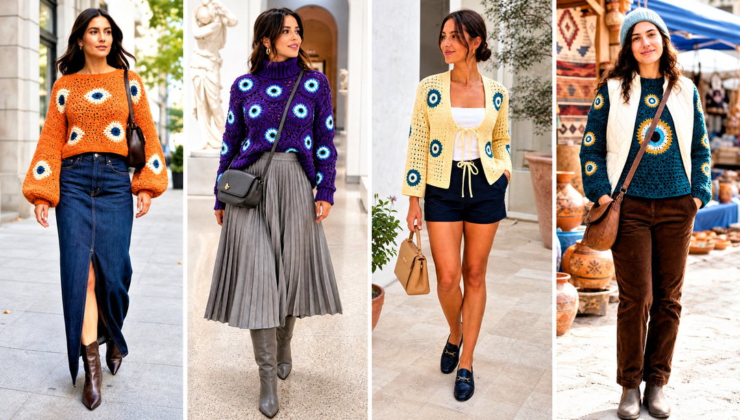 20 Evil Eye Crochet Sweater Outfit Ideas for Casual Days