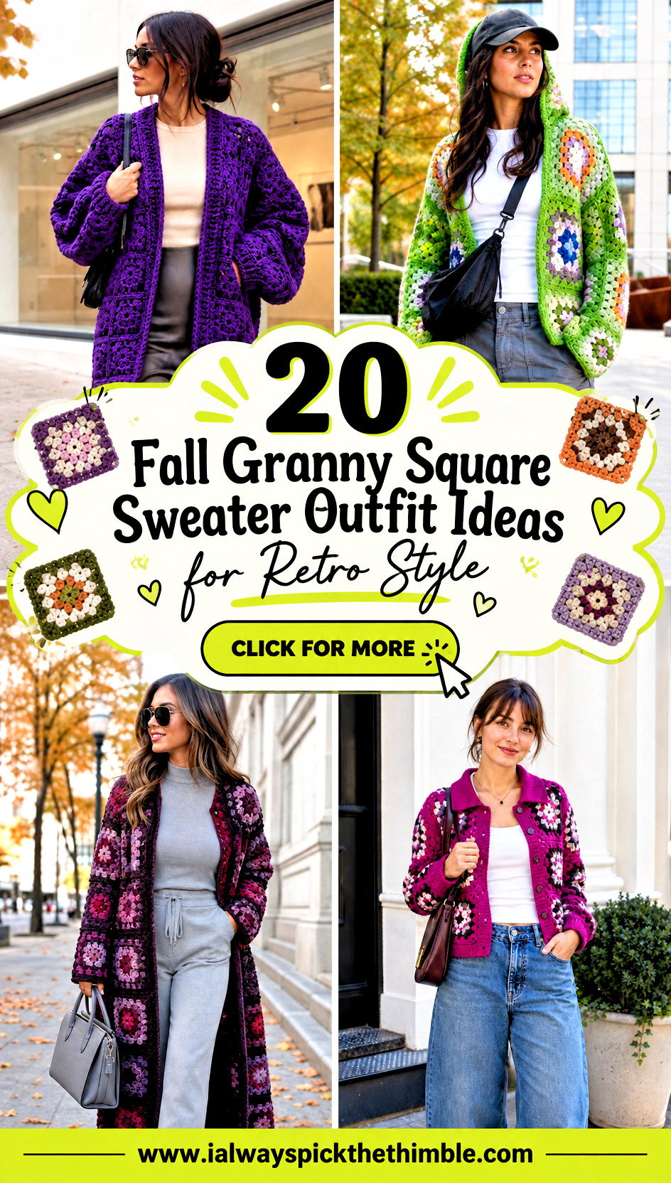 20 Fall Granny Square Sweater Outfit Ideas for Retro Style - 20 Fall Granny Square Sweater Outfit Ideas for Retro Style
