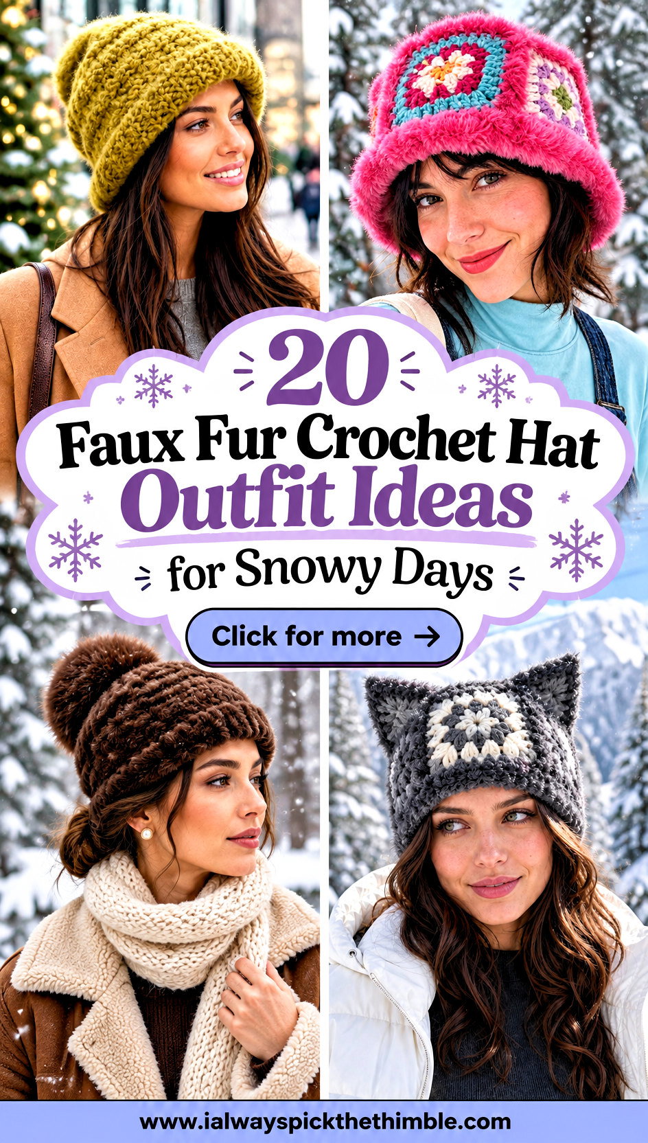 20 Faux Fur Crochet Hat Outfit Ideas for Snowy Days - 20 Faux Fur Crochet Hat Outfit Ideas for Snowy Days