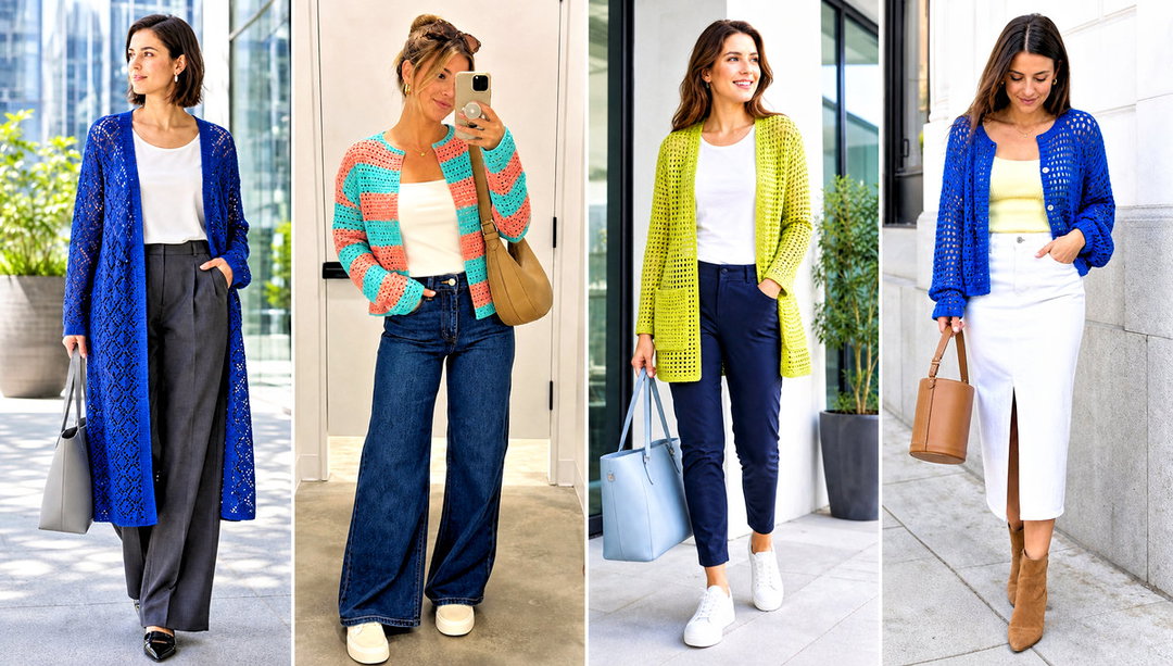 20 Filet Crochet Cardigan Outfit Ideas for Breezy Days