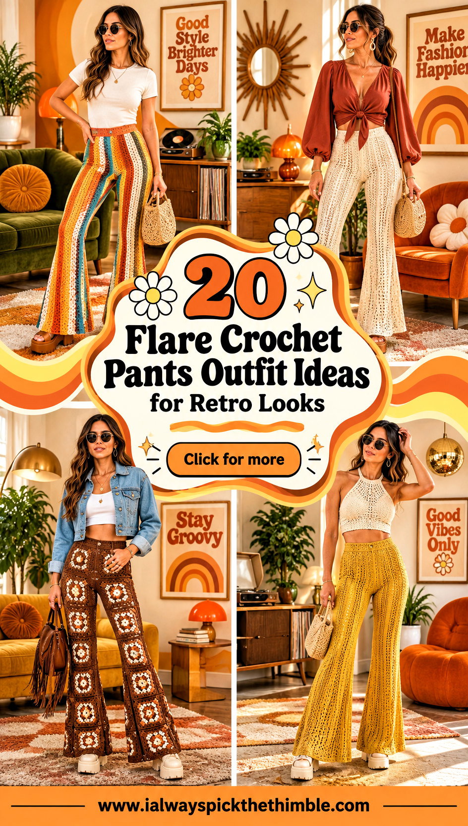 20 Flare Crochet Pants Outfit Ideas for Retro Looks - 20 Flare Crochet Pants Outfit Ideas for Retro Looks