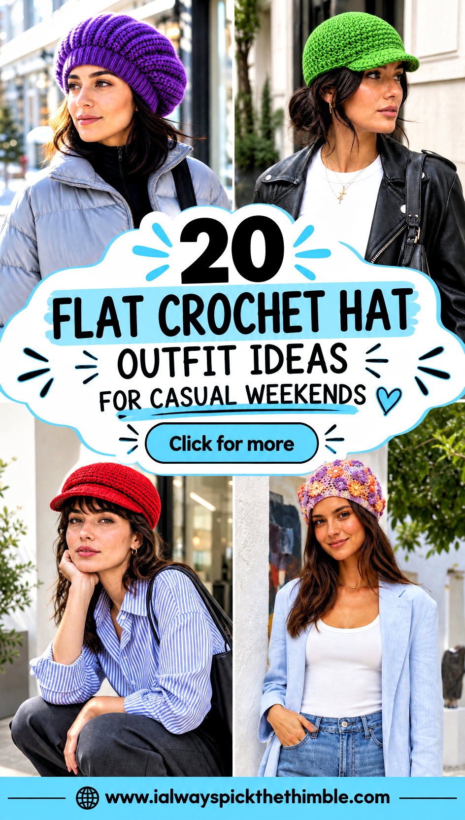 20 Flat Crochet Hat Outfit Ideas for Casual Weekends - 20 Flat Crochet Hat Outfit Ideas for Casual Weekends