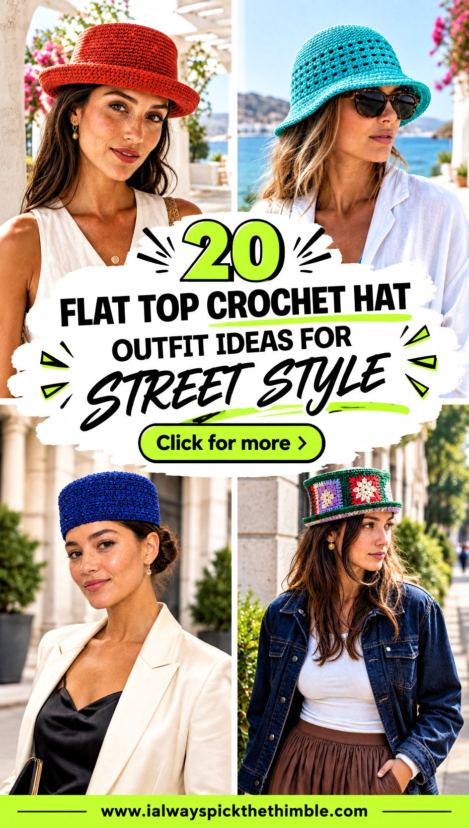 20 Flat Top Crochet Hat Outfit Ideas for Street Style - 20 Flat Top Crochet Hat Outfit Ideas for Street Style