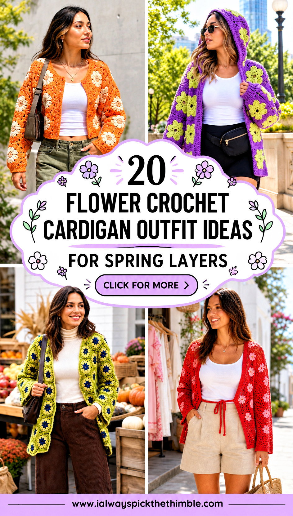 20 Flower Crochet Cardigan Outfit Ideas for Spring Layers - 20 Flower Crochet Cardigan Outfit Ideas for Spring Layers