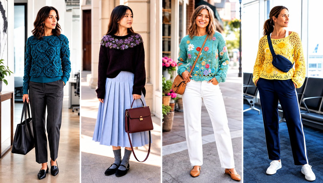 20 Flower Crochet Sweater Outfit Ideas for Colorful Days