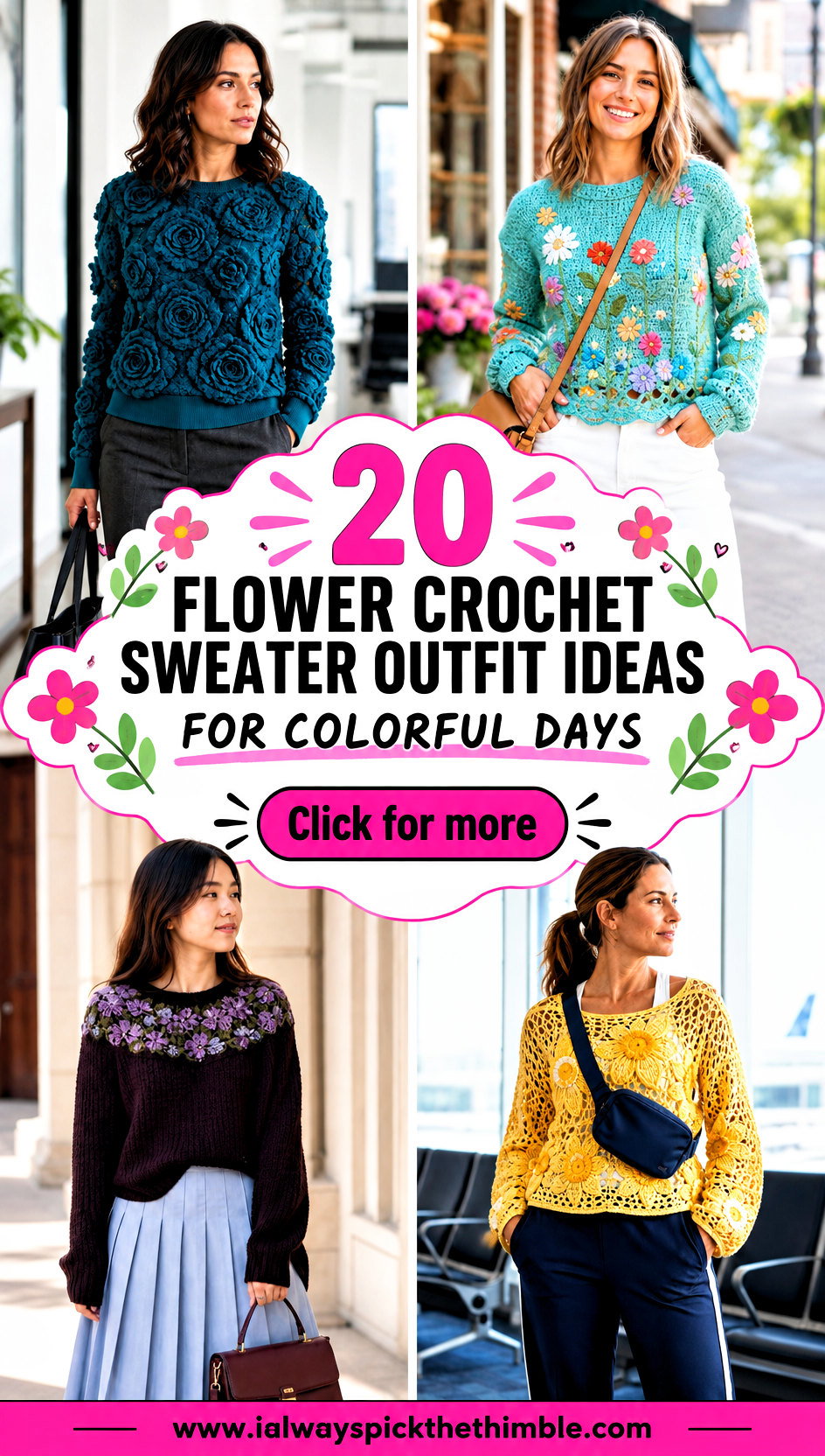 20 Flower Crochet Sweater Outfit Ideas for Colorful Days - 20 Flower Crochet Sweater Outfit Ideas for Colorful Days