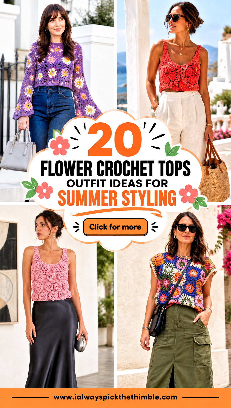 20 Flower Crochet Tops Outfit Ideas for Summer Styling - 20 Flower Crochet Tops Outfit Ideas for Summer Styling